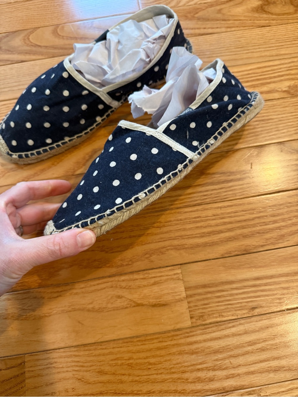 Soludos Navy Polka Dot Espadrilles